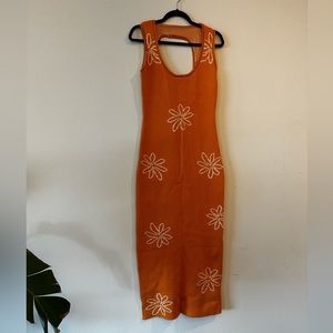 Maxi orange flower print dress